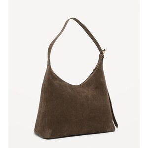Suede Hobo Shoulder Bag in Olive Green